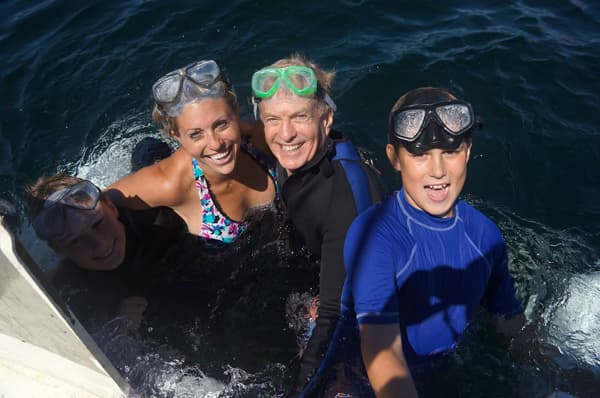 An image of our dive guests with their dive gear in action on a California Shark Diving Adventure. 